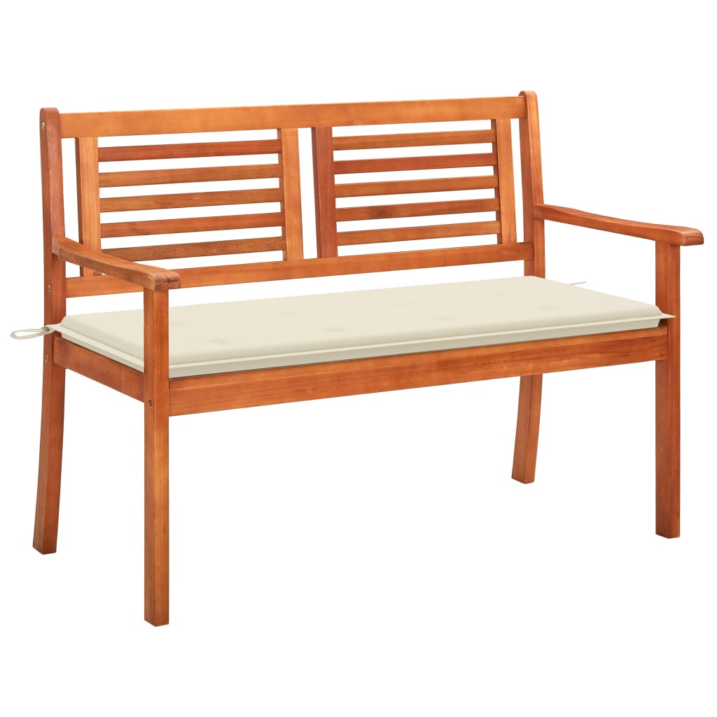 

vidaXL 2-Seater Patio Bench with Cushion 47.2" Solid Eucalyptus Wood