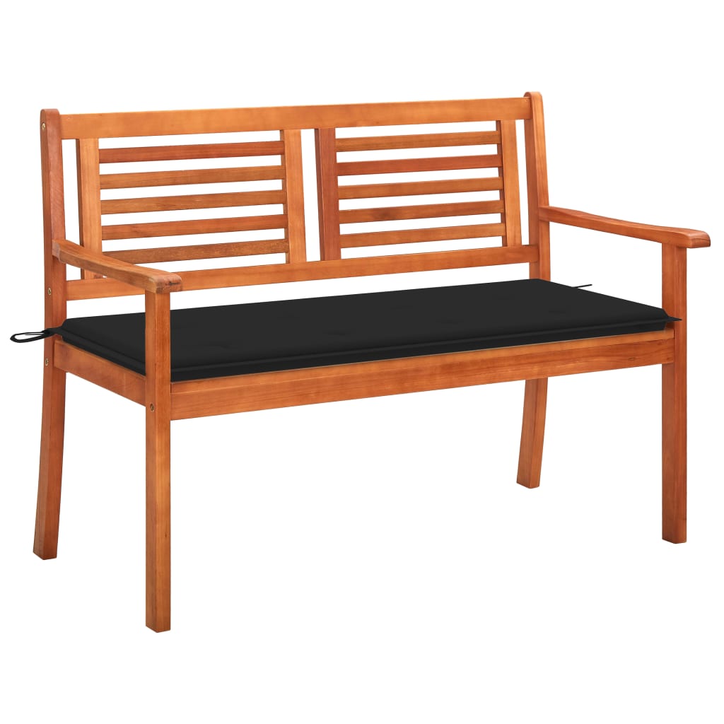 vidaXL 2-Seater Garden Bench with Cushion 120 cm Solid Wood Eucalyptus