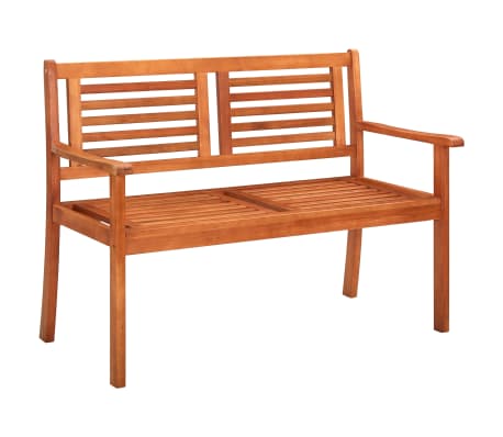 vidaXL 2-Seater Garden Bench with Cushion 120 cm Solid Wood Eucalyptus
