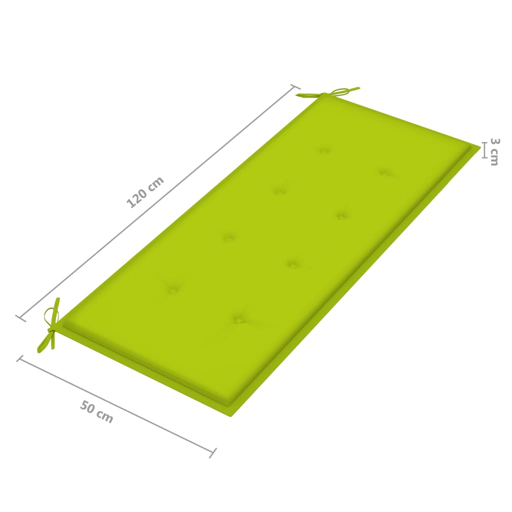 2 személyes tömör eukaliptuszfa kerti pad párnával 120 cm 