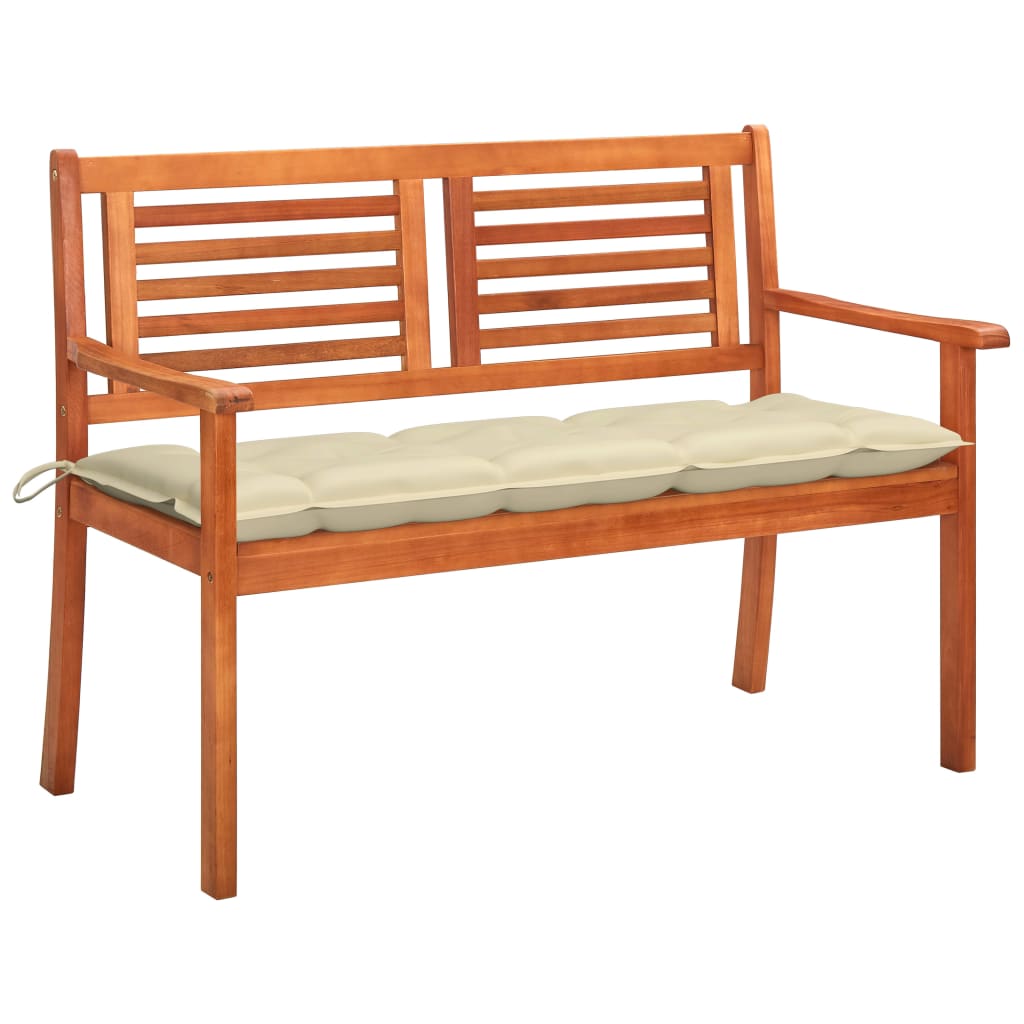 

vidaXL 2-Seater Patio Bench with Cushion 47.2" Solid Eucalyptus Wood