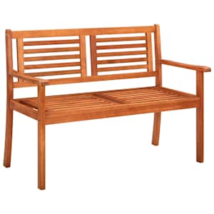 vidaXL 2-Seater Garden Bench with Cushion 120 cm Solid Eucalyptus Wood