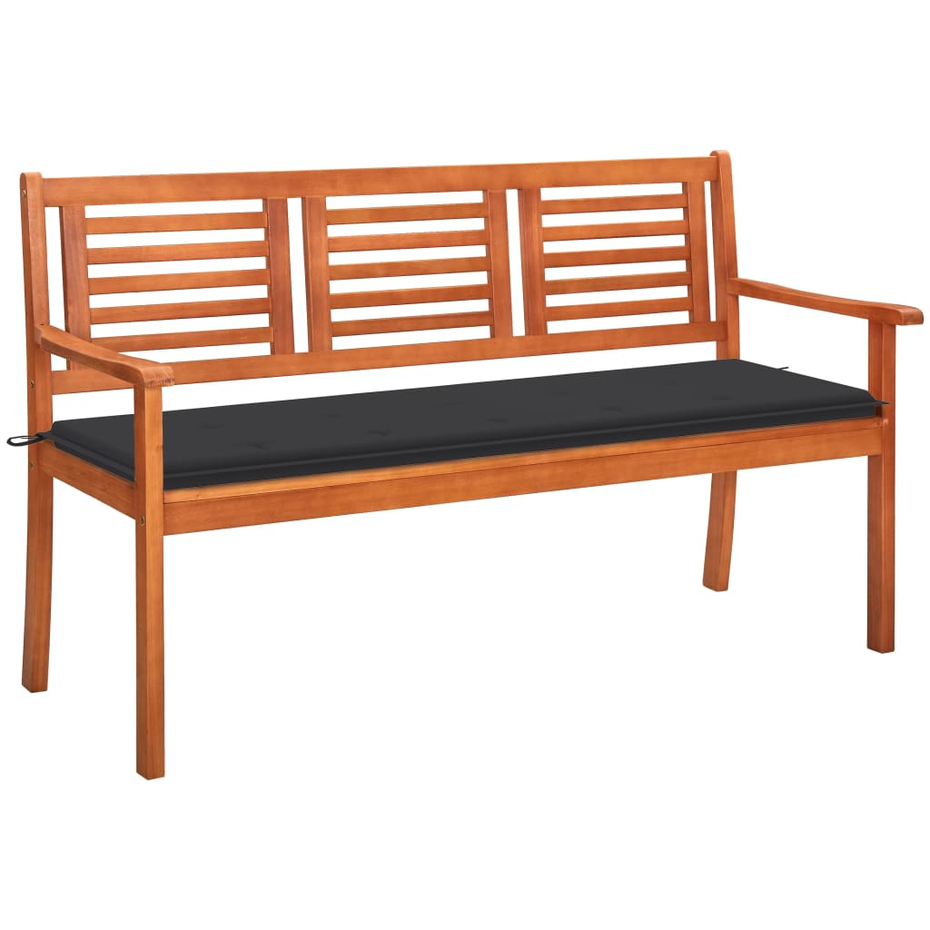 

vidaXL 3-Seater Patio Bench with Cushion 59.1" Solid Eucalyptus Wood