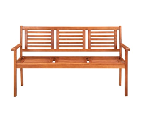 vidaXL Panchina da Giardino 3 Posti e Cuscino 150cm Massello Eucalipto