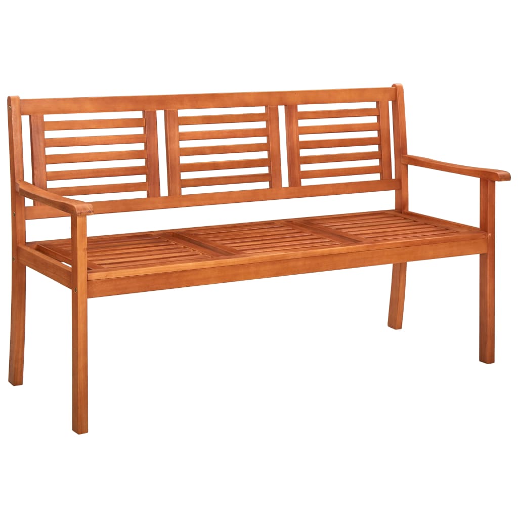 vidaXL 3-Seater Patio Bench with Cushion 23.3" Solid Eucalyptus Wood