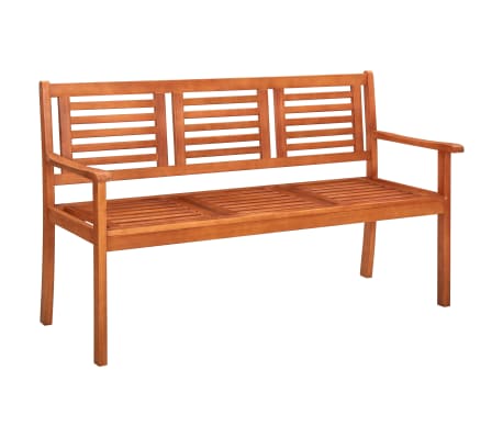 vidaXL 3-Seater Patio Bench with Cushion 59.1" Solid Eucalyptus Wood