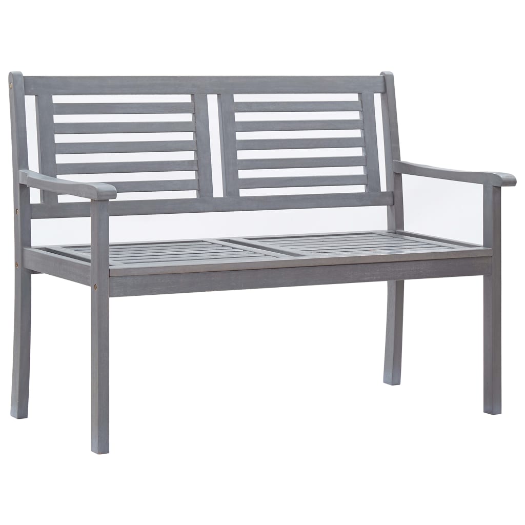 vidaXL 2-Seater Garden Bench with Cushion 120 cm Grey Eucalyptus Wood