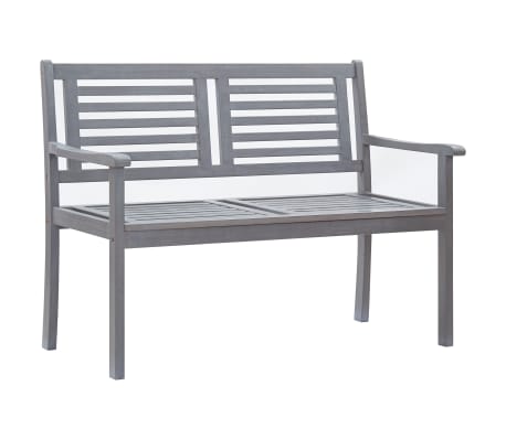 vidaXL Banc de jardin 2 places avec coussin 120 cm Gris Eucalyptus