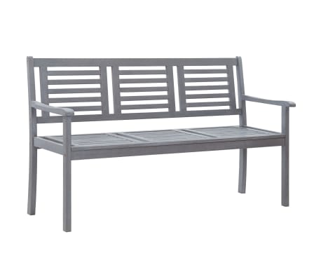 vidaXL 3-Seater Garden Bench with Cushion 150 cm Grey Eucalyptus Wood