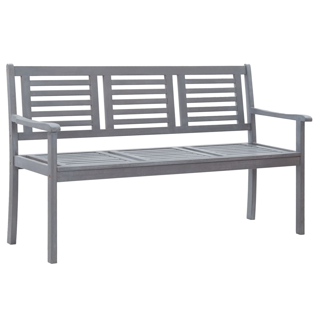 vidaXL 3-Seater Garden Bench with Cushion 150 cm Grey Eucalyptus Wood