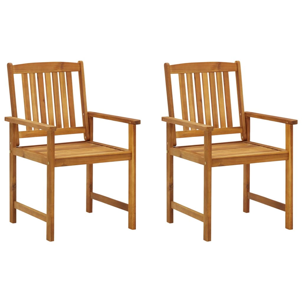 vidaXL Patio Chairs with Cushions 2 pcs Solid Acacia Wood