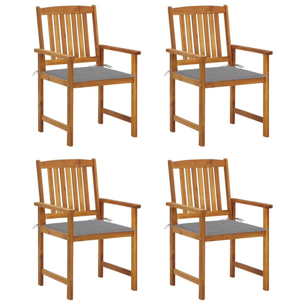 Zahradní židle s poduškami 4 ks masivní akáciové dřevo