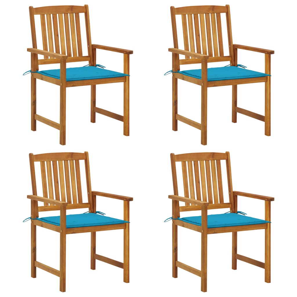  Záhradné stoličky s podložkami 4 ks, akáciový masív