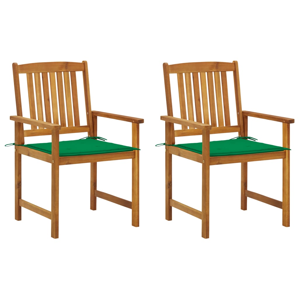 vidaXL Chaises de jardin avec coussins 2 pcs Bois d'acacia massif