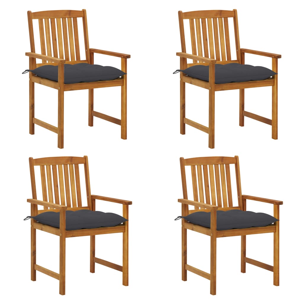 Image of vidaXL Garden Chairs with Cushions 4 pcs Solid Acacia Wood