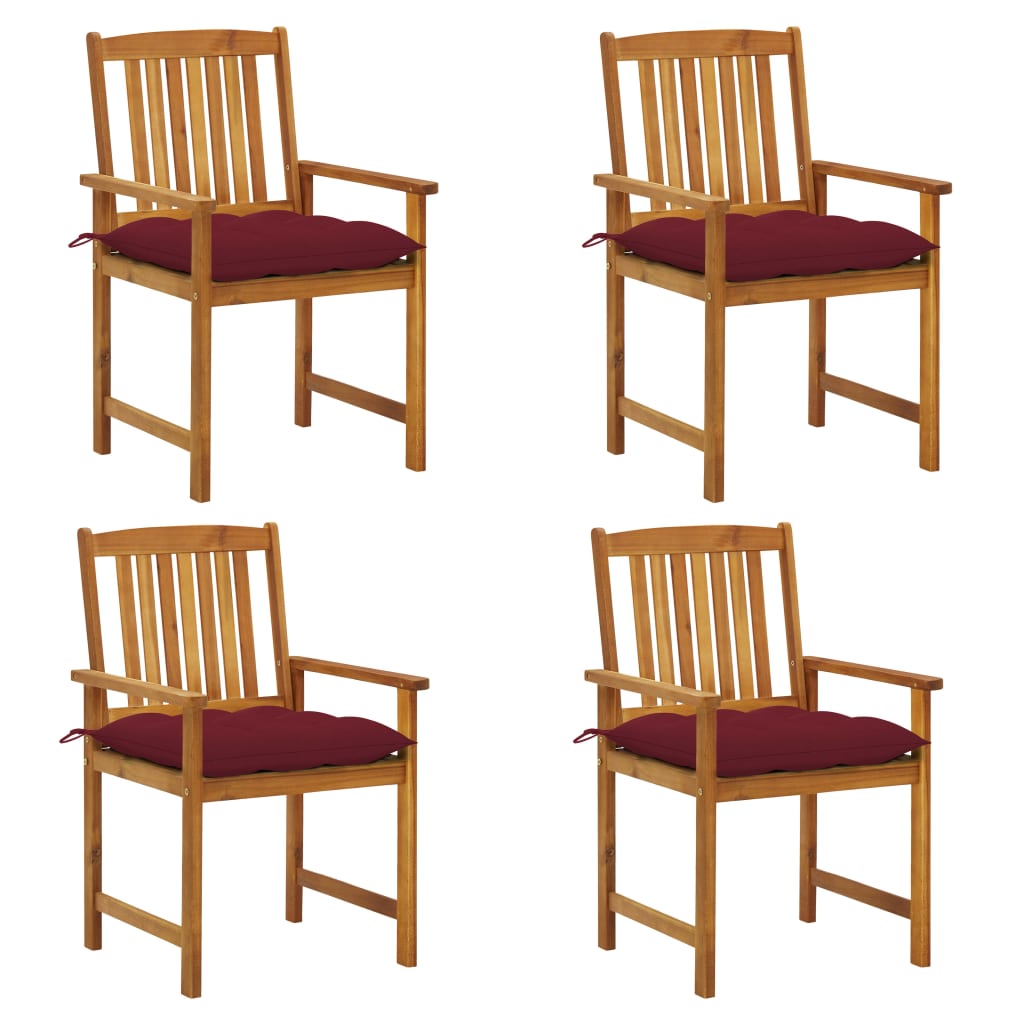 

vidaXL Patio Chairs with Cushions 4 pcs Solid Acacia Wood