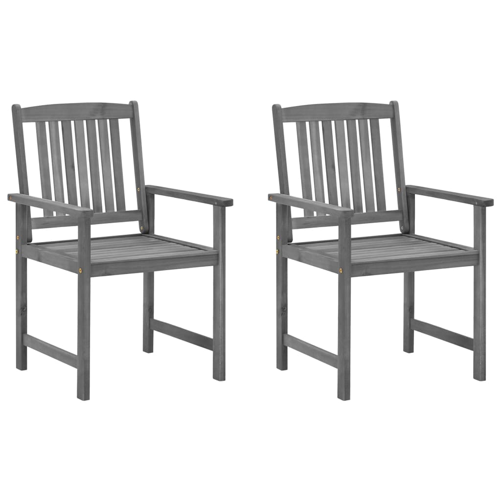 vidaXL Chaises de jardin et coussins lot de 2 Gris Bois acacia massif