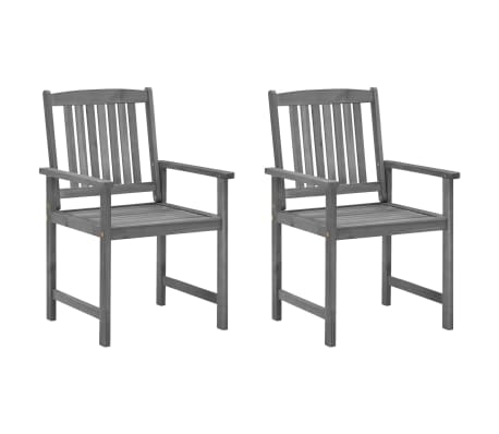 vidaXL Chaises de jardin et coussins lot de 2 Gris Bois acacia massif