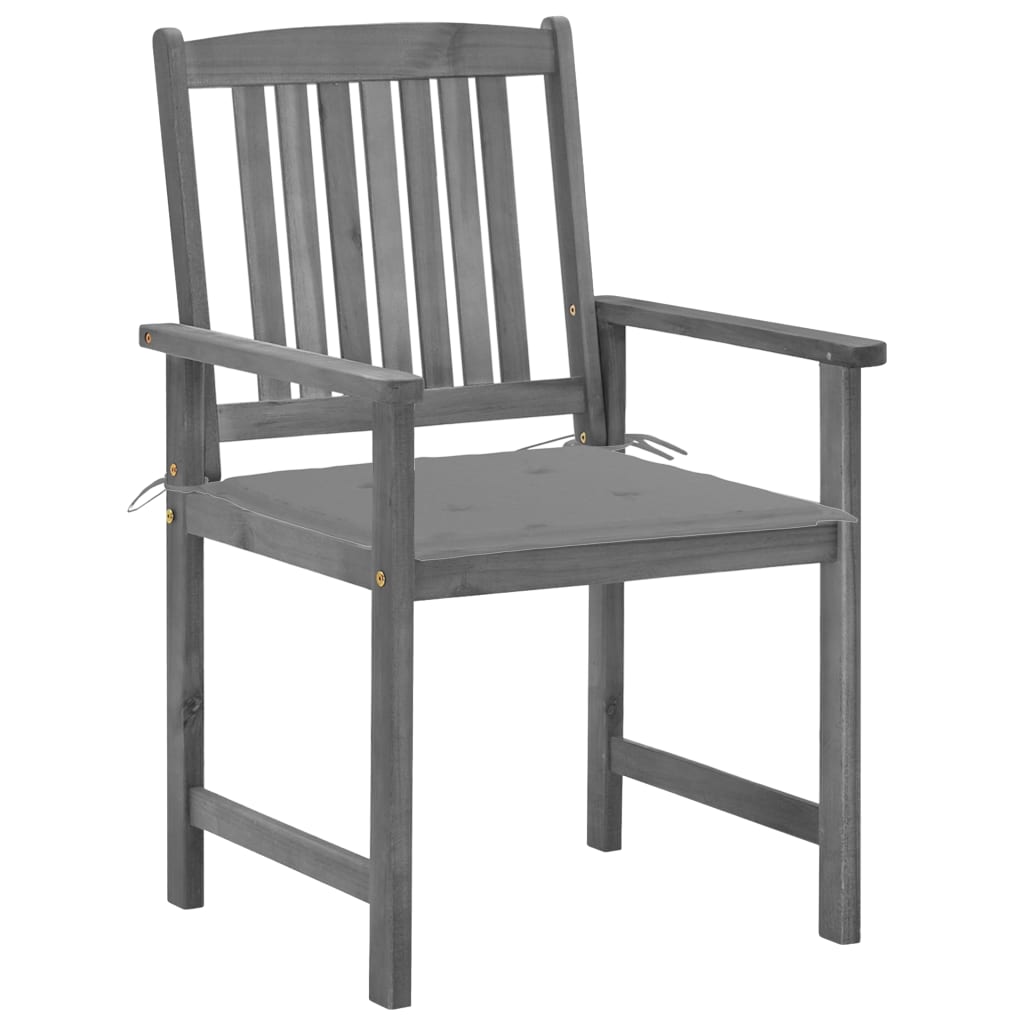 vidaXL Director's Chairs with Cushions 4 pcs Gray Solid Acacia Wood