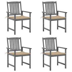 Vrtni stoli z blazinami 4 kosi sivi trden akacijev les