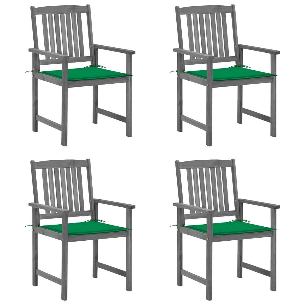 

vidaXL Patio Chairs with Cushions 4 pcs Gray Solid Acacia Wood