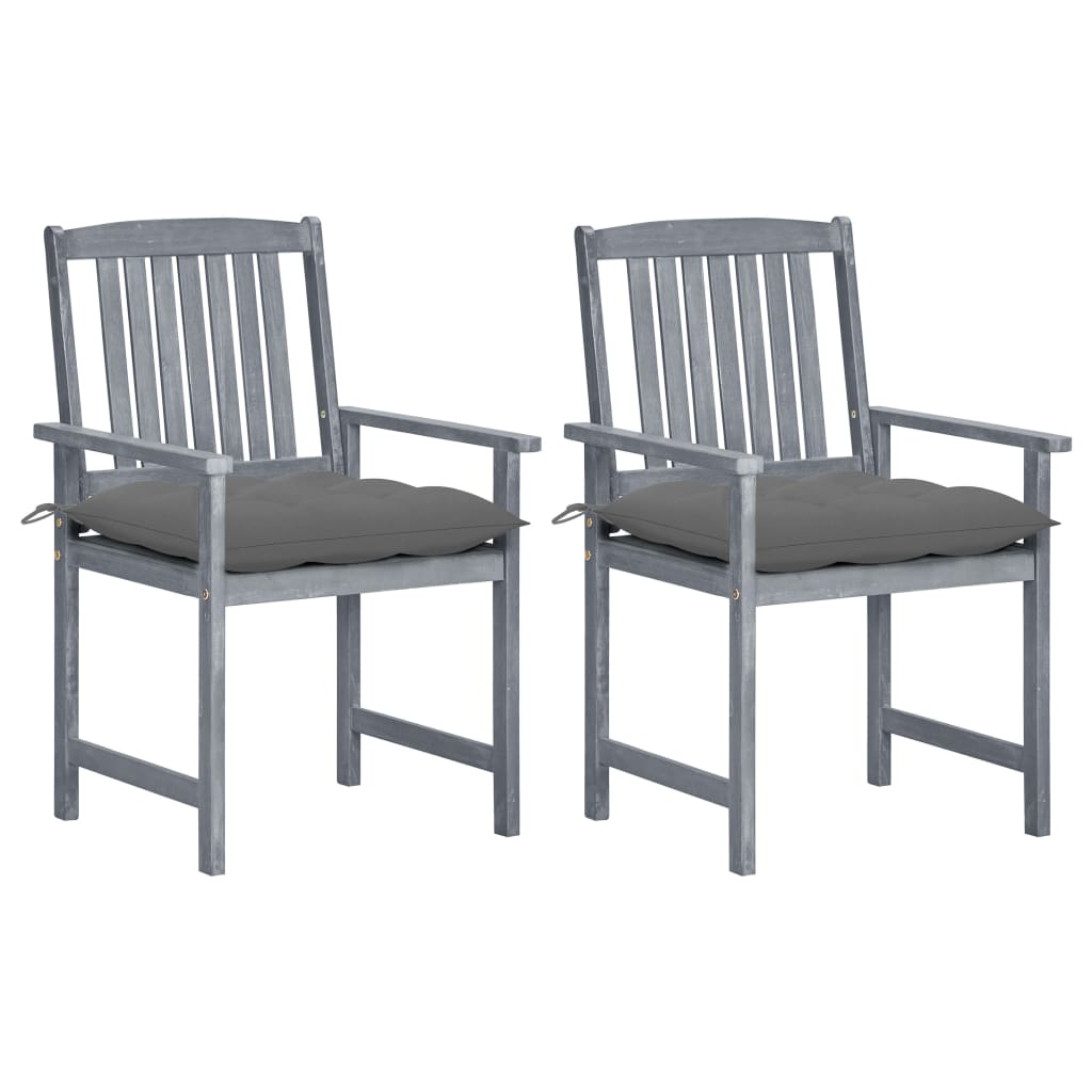 Photos - Garden Furniture VidaXL Patio Chairs with Cushions 2 pcs Gray Solid Acacia Wood 