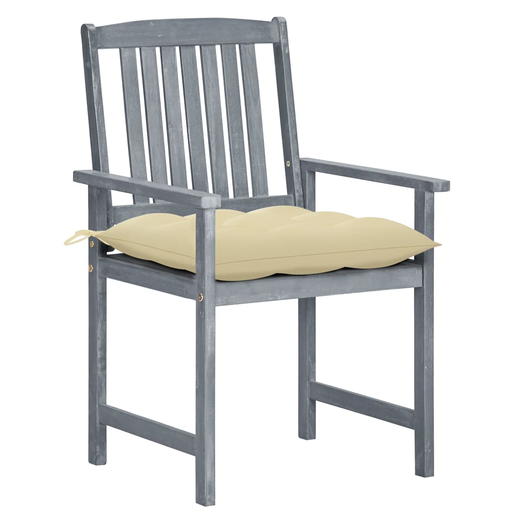 

vidaXL Tuinstoelen 2 st met kussens massief acaciahout grijs