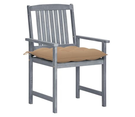 vidaXL Chaises de jardin et coussins lot de 4 Gris Bois acacia massif