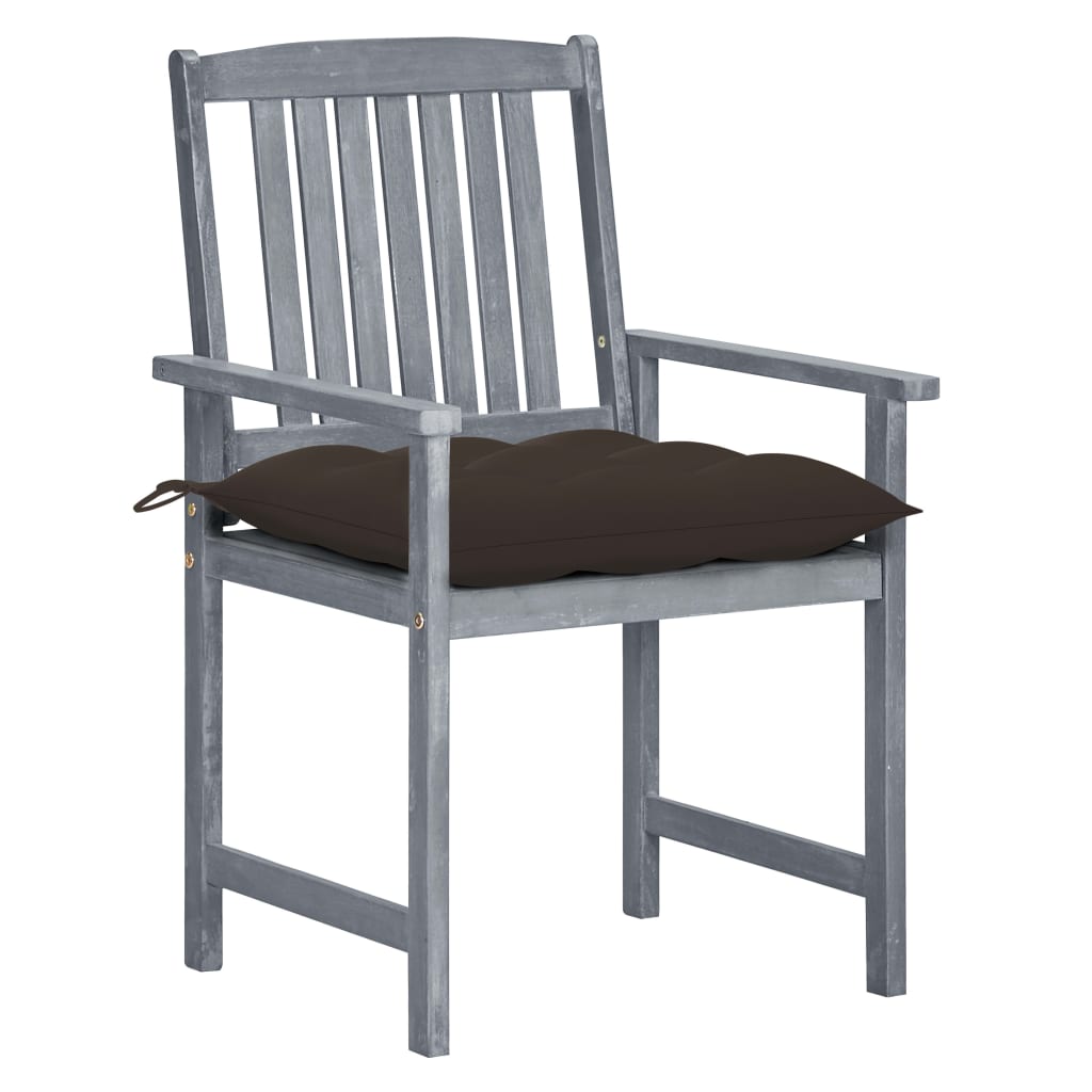 

vidaXL Tuinstoelen 2 st met kussens massief acaciahout grijs