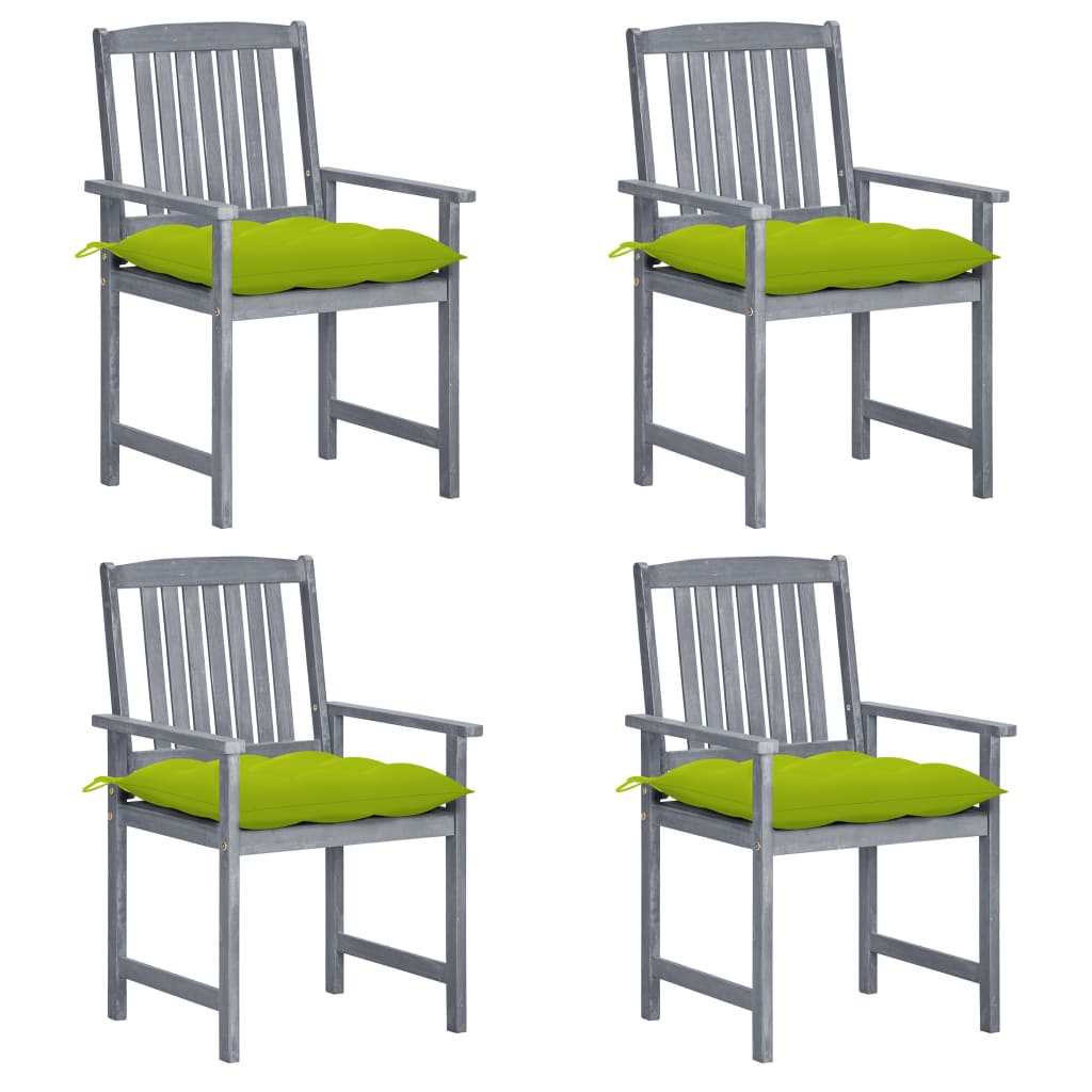 Gartenstühle mit Kissen 4 Stk. Grau Massivholz Akazie Königsblau 8 1