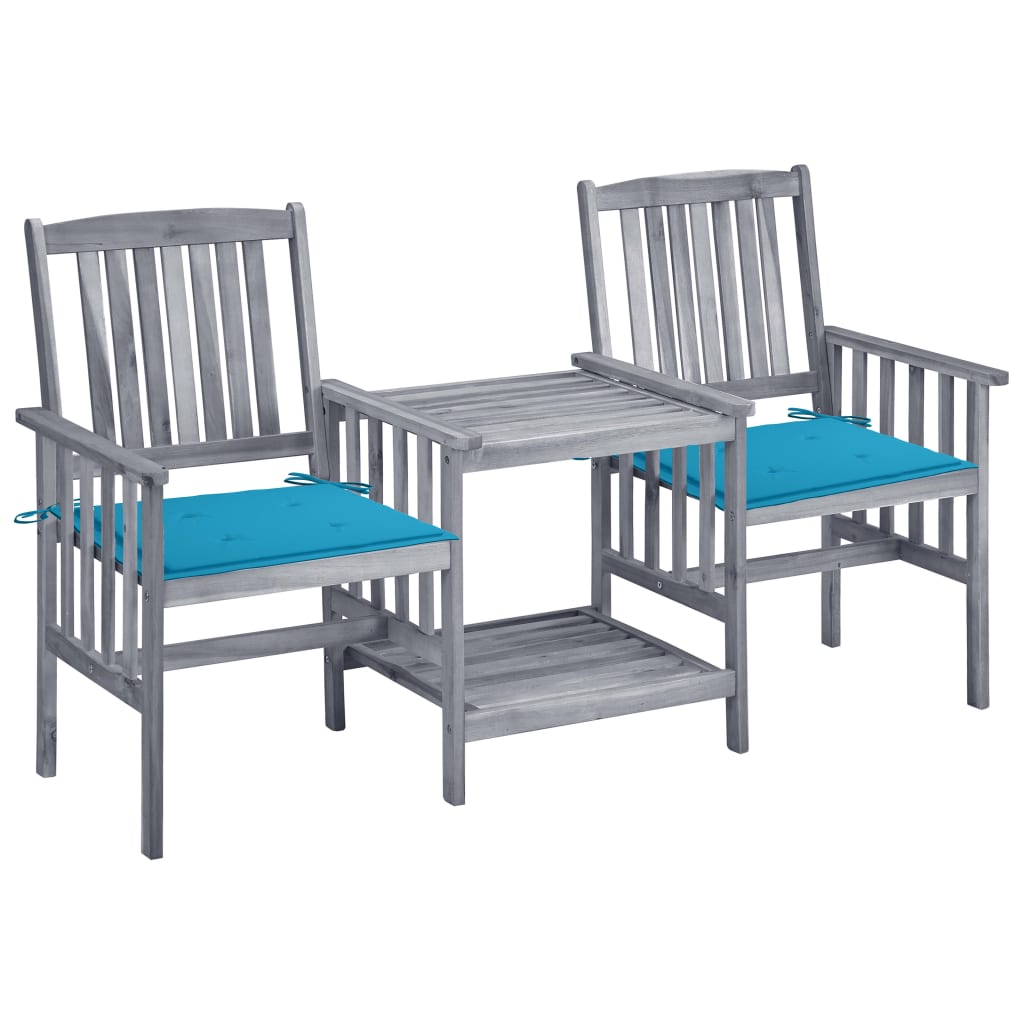  Záhradné stoličky s čajovým stolíkom a vankúšmi akáciový masív