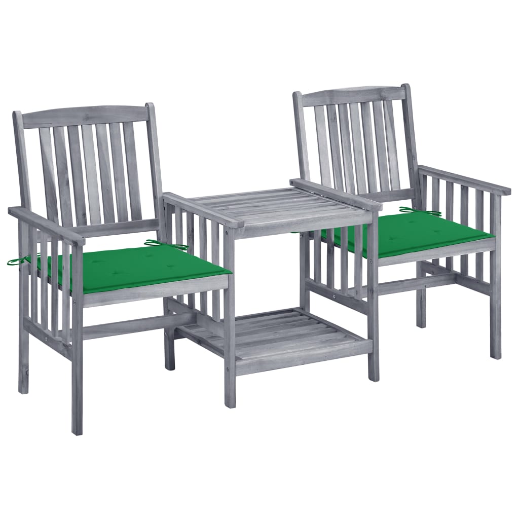Tömör akácfa kerti székek teázóasztallal és párnákkal 