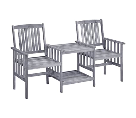 vidaXL Chaises de jardin avec table &agrave; th&eacute; et coussins Acacia solide