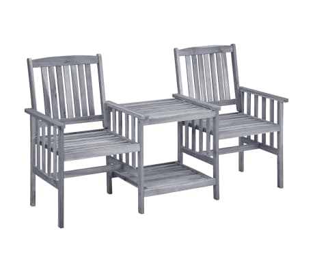 vidaXL Sodo kėdės su arbatos staliuku ir pagalvėlėmis, akacija