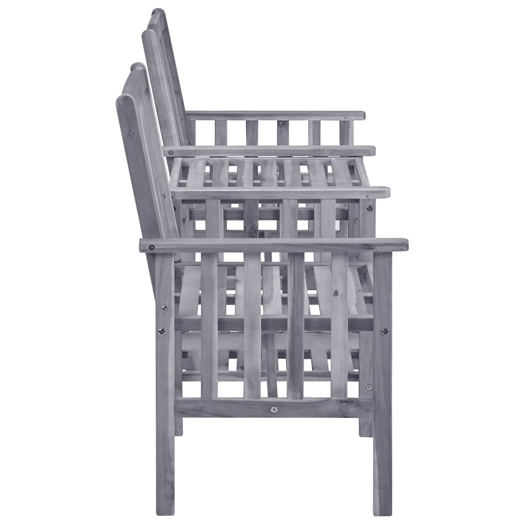 Krzesła ogrodowe ze stolikiem herbacianym - lite drewno akacjowe, szary kolor