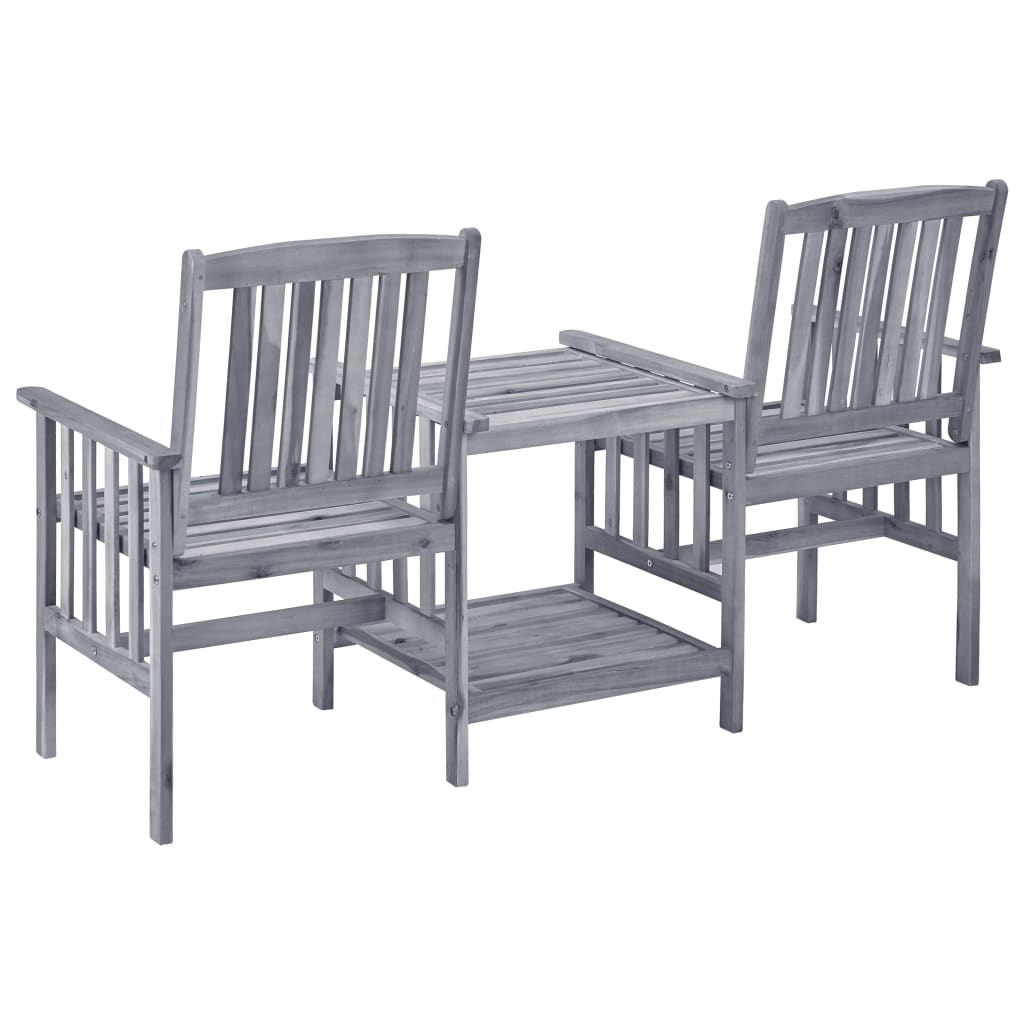 Krzesła ogrodowe ze stolikiem herbacianym - lite drewno akacjowe, szary kolor
