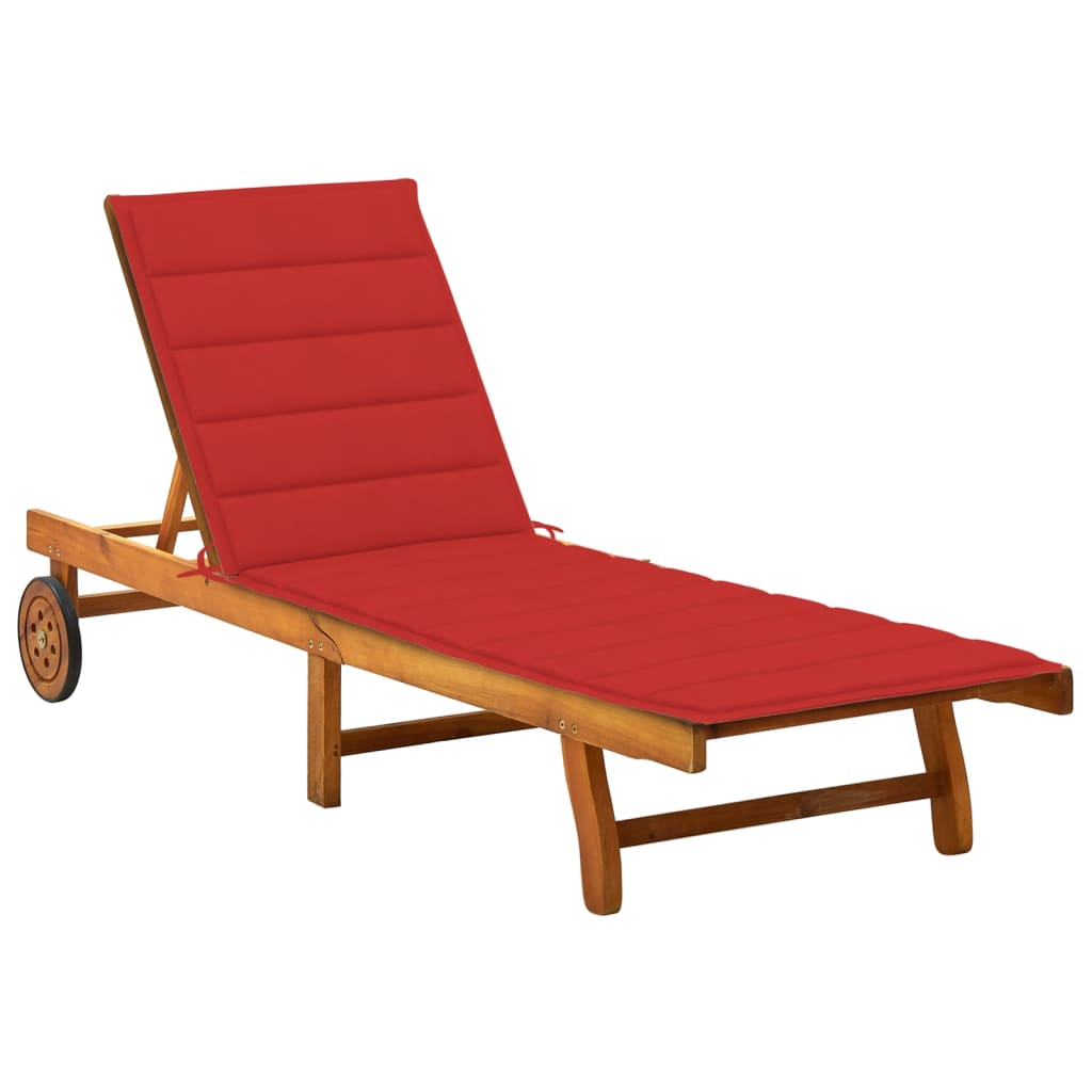 Photos - Garden Furniture VidaXL Patio Sun Lounger with Cushion Solid Acacia Wood 