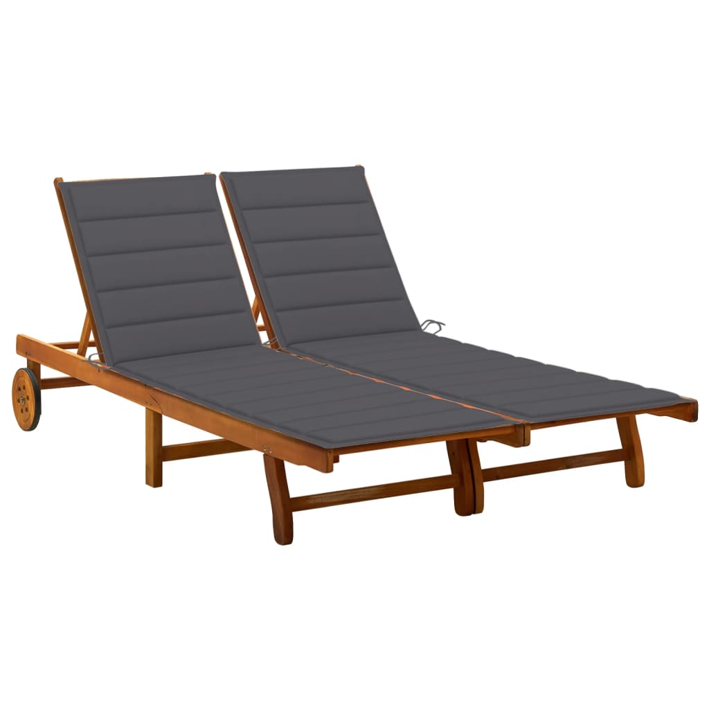 

vidaXL 2-Person Patio Sun Lounger with Cushions Solid Acacia Wood