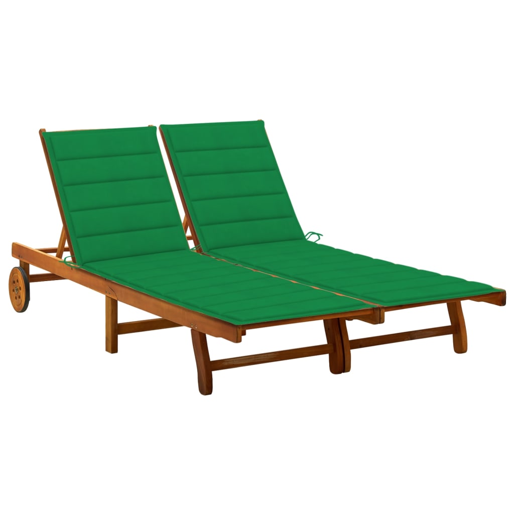 Dvivietis sodo saulės gultas su čiužiniu, akacijos medienos masyvas (311873+2x314208) | Stepinfit.lt