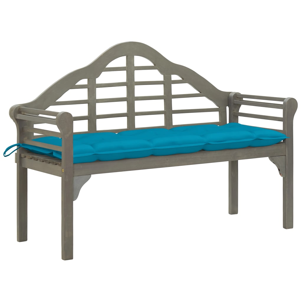 

vidaXL Patio Queen Bench with Cushion 53.1" Solid Acacia Wood Gray