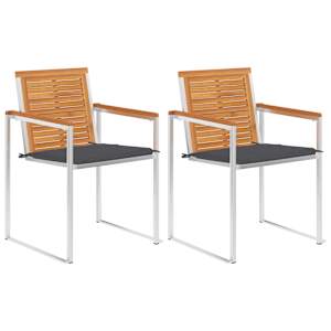 vidaXL aiatoolid patjadega, 2 tk, akaatsiapuit ja teras