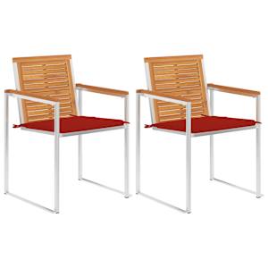 Vrtni stoli z blazinami 2 kosa trden akacijev les in jeklo