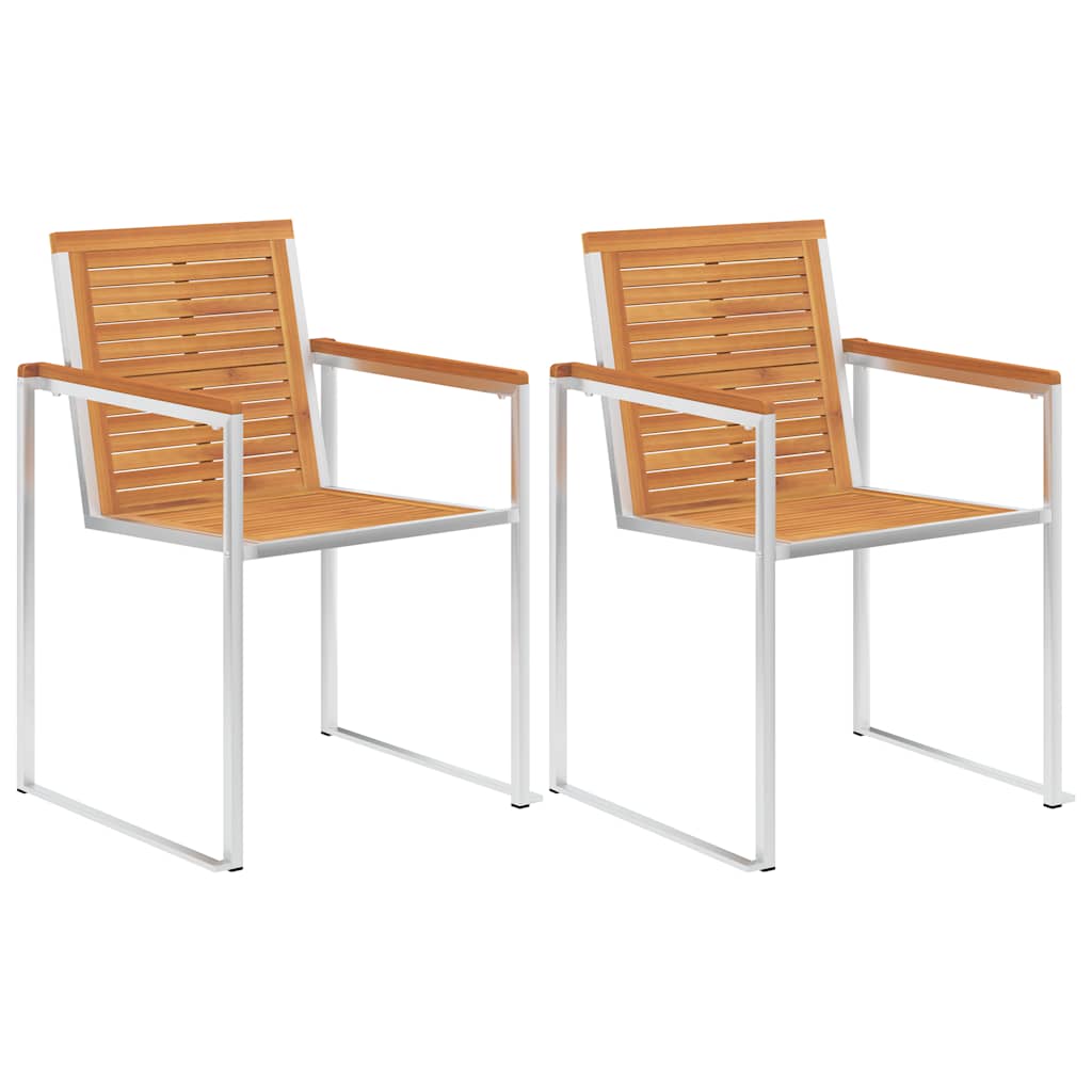 vidaXL Tuinstoelen 2 st met kussens massief acaciahout en staal afbeelding