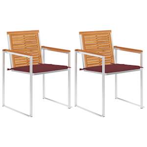 Vrtni stoli z blazinami 2 kosa trden akacijev les in jeklo