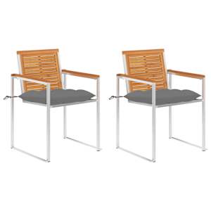 Vrtni stoli z blazinami 2 kosa trden akacijev les in jeklo