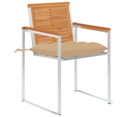 vidaXL Sodo kėdės su pagalvėlėmis, 2vnt., akacijos masyvas ir plienas