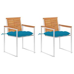 Vrtni stoli z blazinami 2 kosa trden akacijev les in jeklo