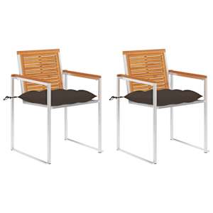 Vrtni stoli z blazinami 2 kosa trden akacijev les in jeklo