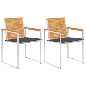 Vrtni stoli z blazinami 2 kosa trdna tikovina in jeklo