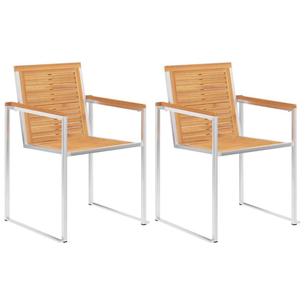 vidaXL Tuinstoelen 2 st met kussens massief teakhout en staal afbeelding